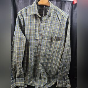 Talbots Men’s Green & Blue Plaid Button-Down Shirt – 100% Cotton, Size XL